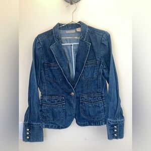 Y2K Massini Denim Blazer‎ Jacket Fitted Jean Jacket Size M
